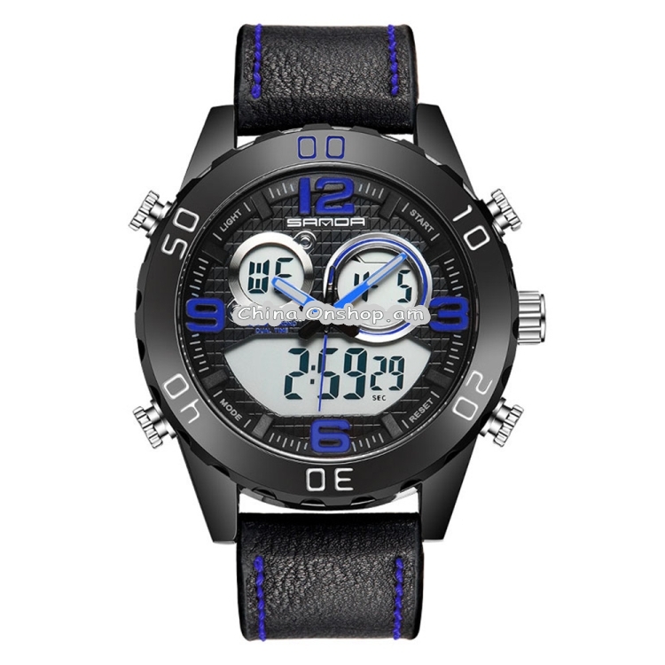 SANDA 772 Large Dial Trendy Male Watch Fashion Trend Multi-Functional Digital Waterproof Electronic Watch For Male Students