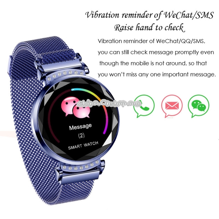 H2 1.04 inch IPS Color Screen Women Smartwatch IP67 Waterproof, Support Call Reminder /Heart Rate Monitoring /Blood Pressure Monitoring/Sleep Monitoring/Predict Menstrual Cycle Intelligently