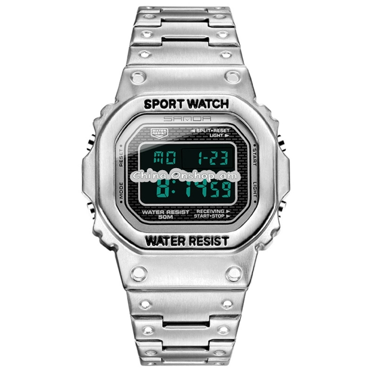 SANDA 390 Fashion Trend Men Business Watch Outdoor Sports Personality Square Digital Electronic Watch