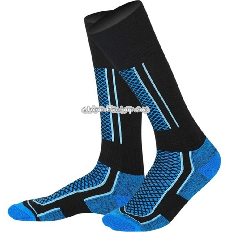Winter Men Woman Thermal Ski Socks Thicken Cotton Warm Sports Socks Snowboarding Cycling Adult Skiing Hiking Socks Leg Warmer(Blue Black for Man)