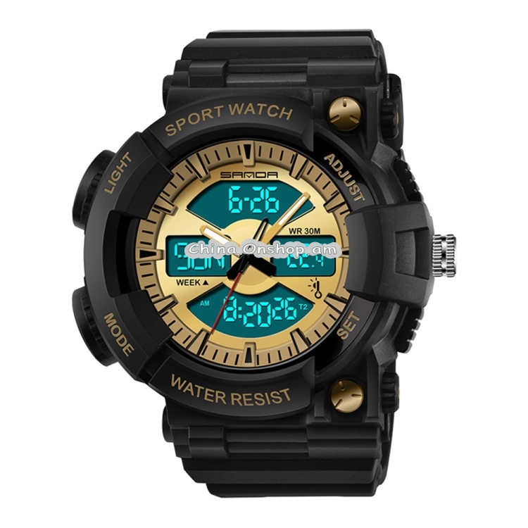 SANDA 766 Watch Sports Trend Outdoor Multi Functional Dual Display Time Watch Student Waterproof Electronic Watch Male