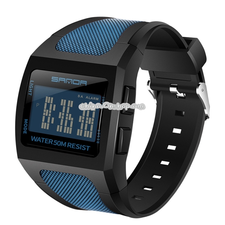 SANDA 222 Men Sports Outdoor Mountaineering Digital Electronic Watch Square Multi functional Waterproof Watch