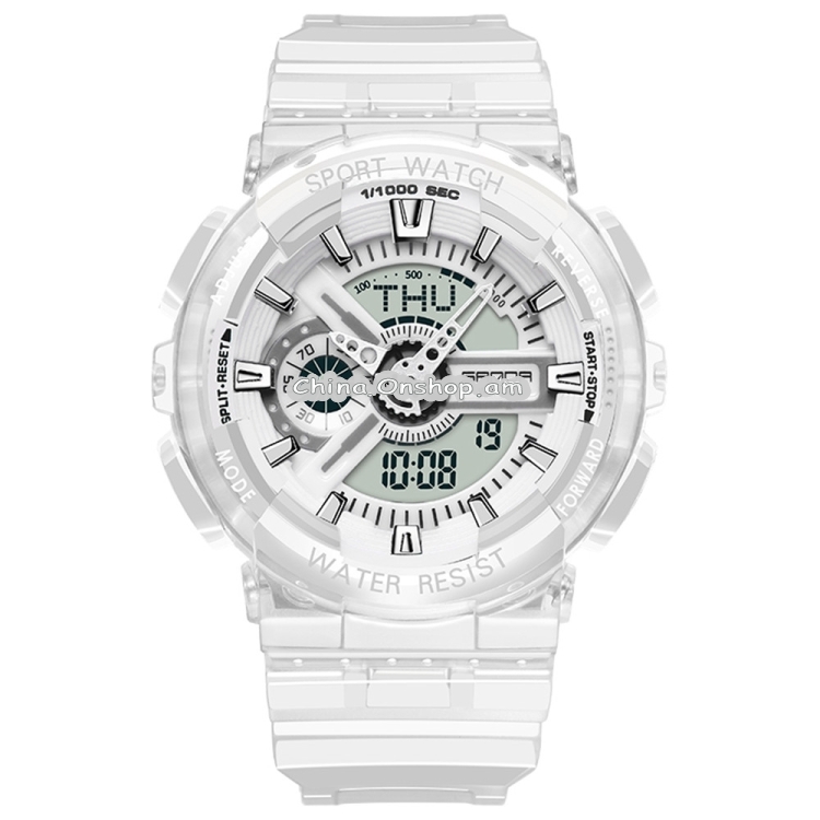 SANDA 298 Watch Men And Women Transparent Watch Waterproof Multi Functional luminous Movement Double Display Couple Electronic Watch