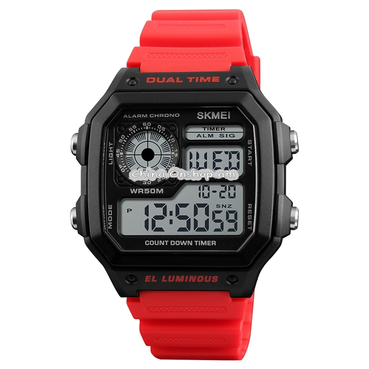 SKMEI 1299 Multifunctional Outdoor Sports Noctilucent Waterproof Digital Display Wrist Watch
