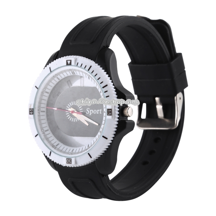 Classic Round Style Quartz Sports Watch with Silicone Band