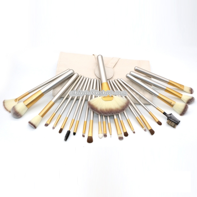 24 PCS High-grade Beige Beauty Makeup Brushes Tools Kit, Size: 25.4*52.6cm