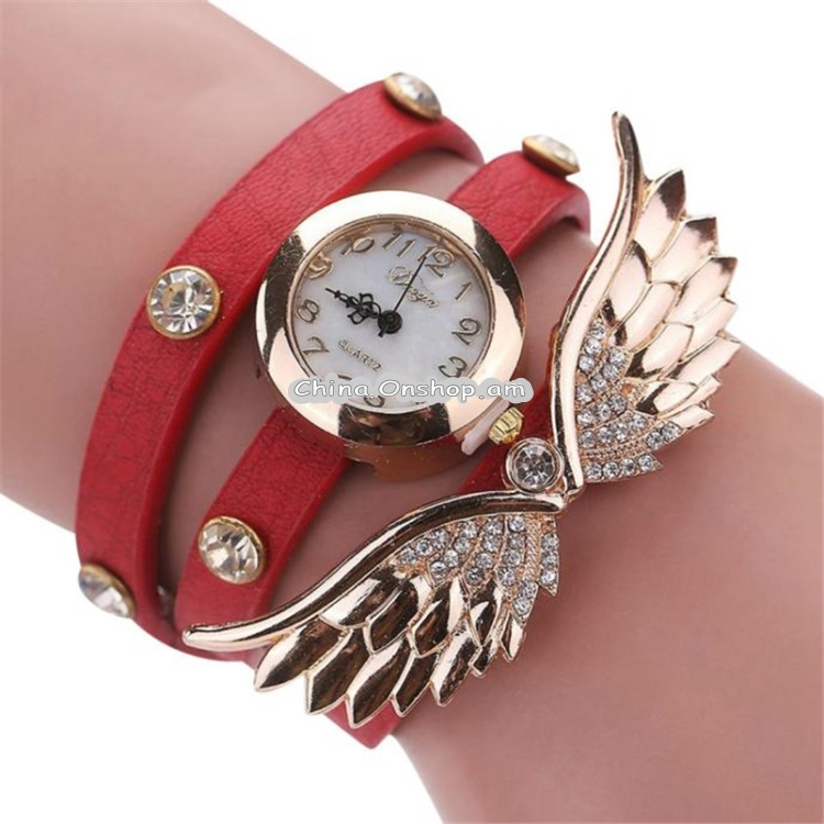 Large Wings Diamond Circle Bracelet Quartz Watch