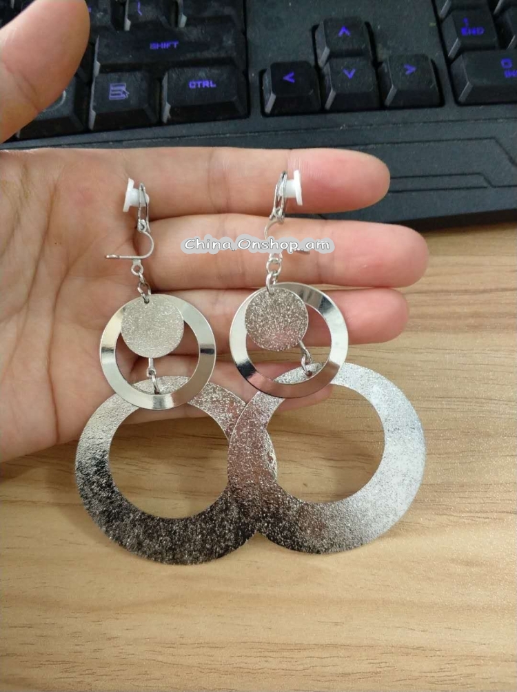 Personality Exaggerated Metal Retro Big Circle Exaggerated Ear Clip for Girls