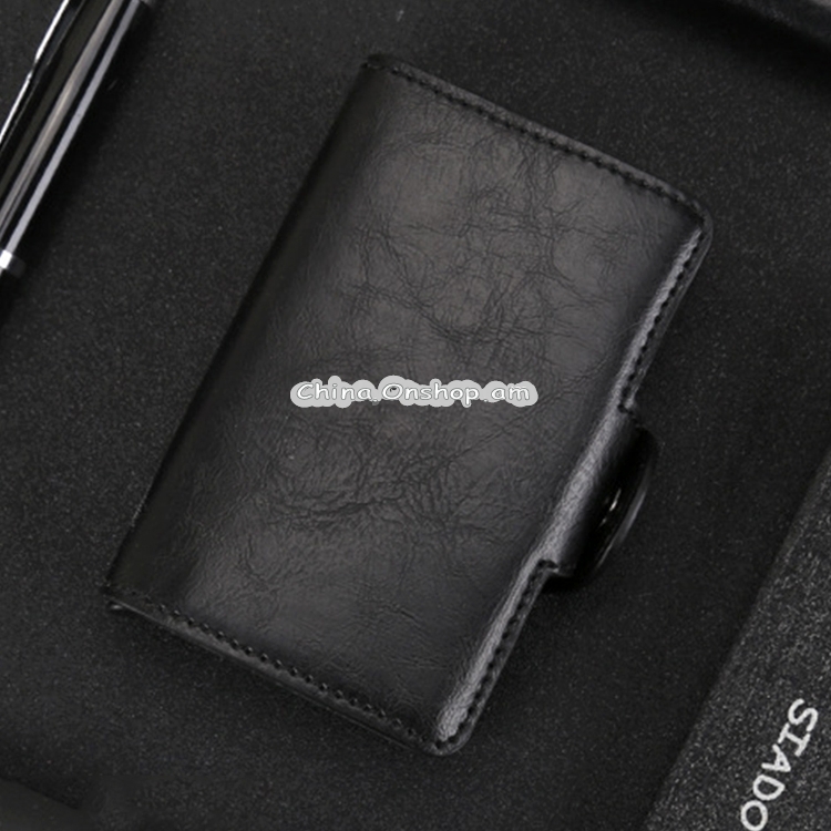 X-7 Antimagnetic RFID Multi-functional Aluminum Crazy Horse Texture Leather Card Bag Wallet