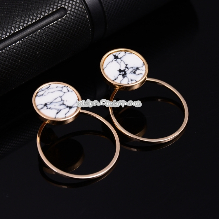 Punk Geometric Marble Stud Earring Women Party Jewelry