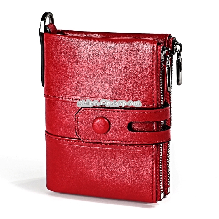 3529 Retro Crazy Horse Texture Double Zipper Anti-magnetic RFID Wallet for Man with Card Slots