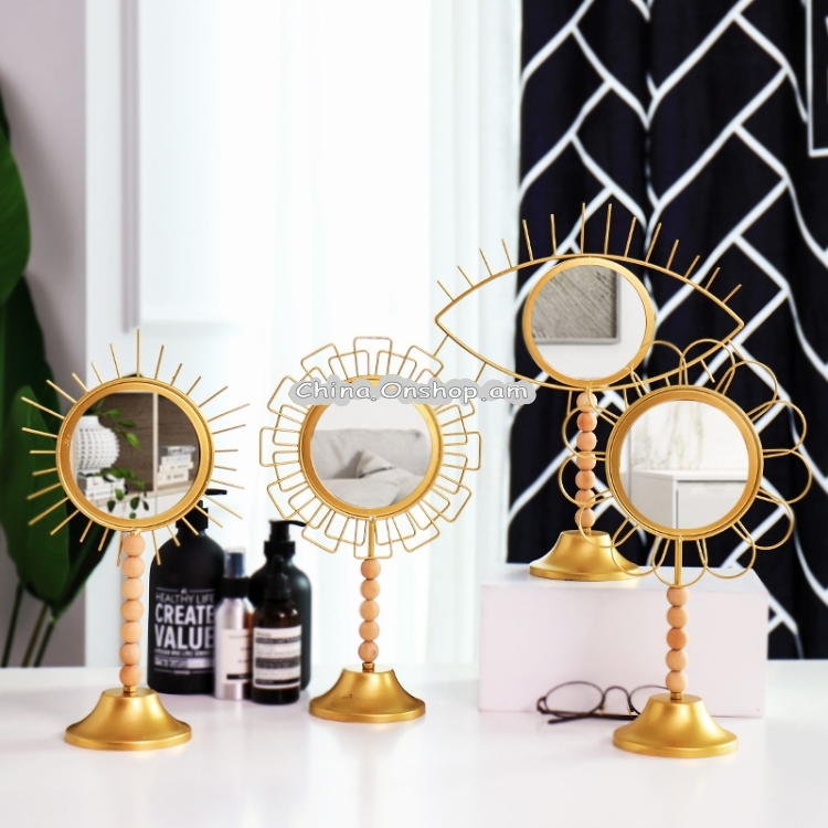 Geometric Flower Eye Iron Art Decorative Mirror Desktop Cosmetic Mirrors Home Wedding Decoration
