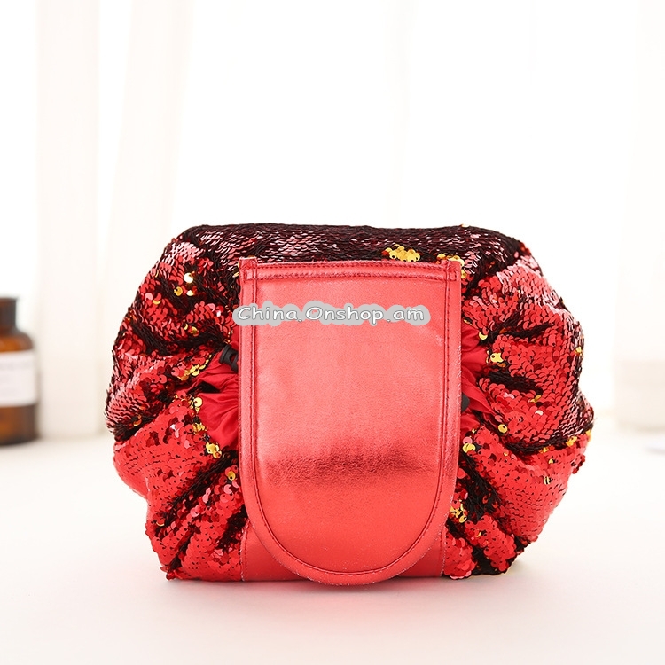Large Capacity Lazy Cosmetic Bag Sequin Makeup Bag Drawstring Storage Bag