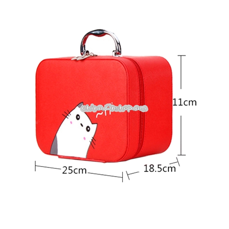 Portable Big Capacity Cute Cartoon Waterproof Beauty Makeup Tools Kit Cosmetic Case, Size: L, 25*18.5*11cm