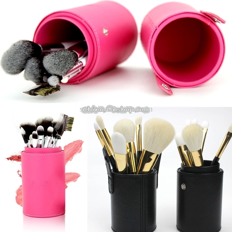 PU Leather Makeup Brush Set Storage Bucket, Medium Size