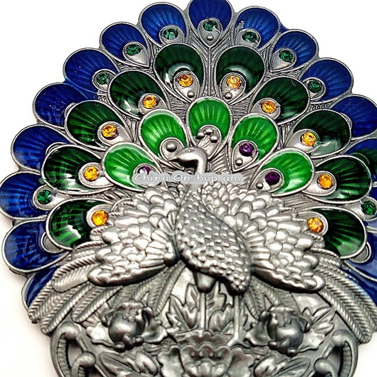 Vintage Handle Peacock Mirror Gift Box Comb Two-piece Portable Makeup Mirror