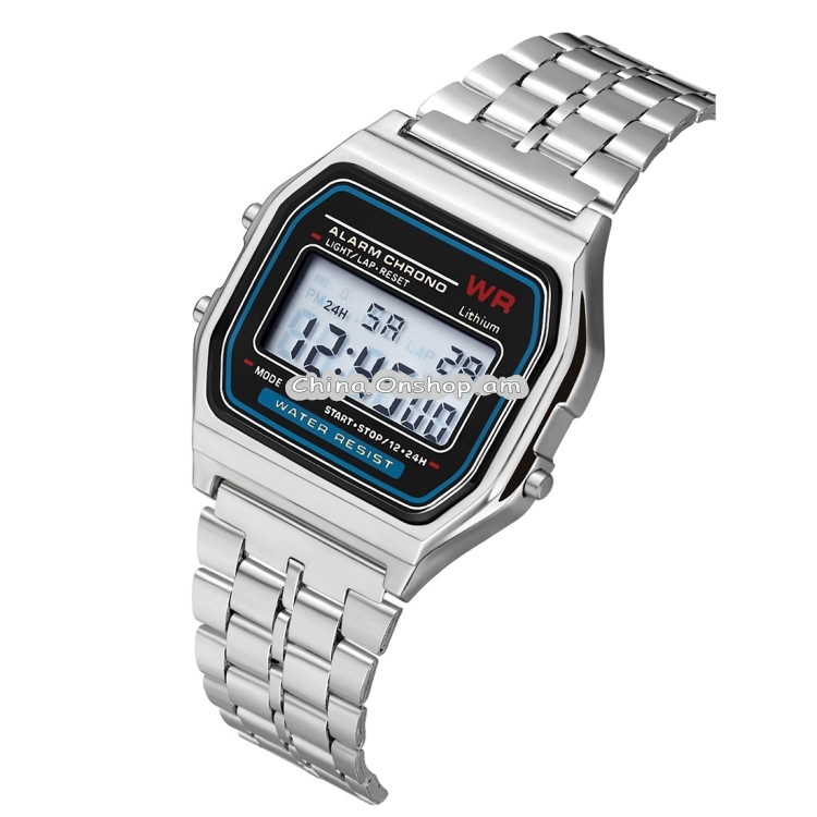 GENEVA Men Fashion Metal Band Electronic Quartz Wrist Watch (Silver)