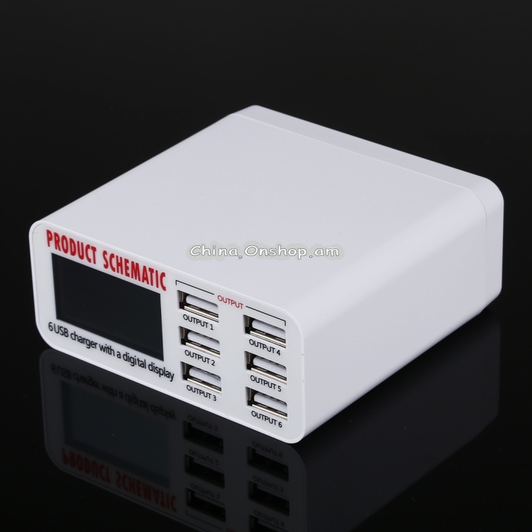 899 30W QC 3.0 6 USB Ports Fast Charger with LCD Digital Display