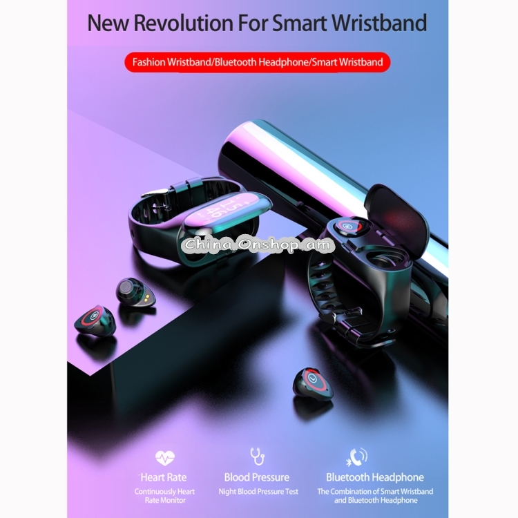 HAMTOD M1 0.96 inch TFT Color Screen Bluetooth 5.0 Multi-function Smart Bracelet Bluetooth Earphone, Support Call Reminder/ Heart Rate Monitoring /Blood Pressure Monitoring