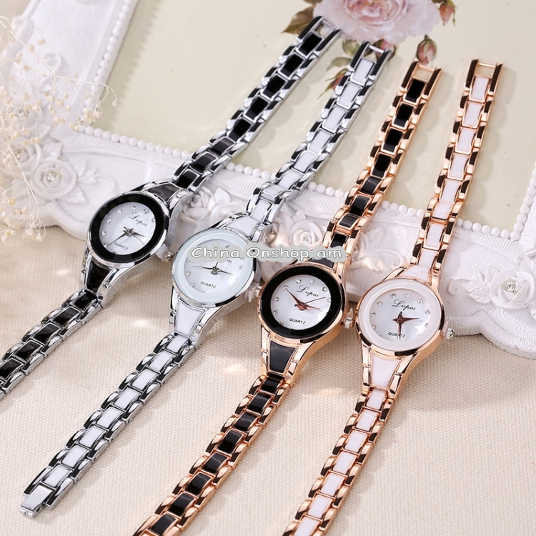 Lvpai Round Dial Two-Color Stainless Steel Strap Bracelet Quartz Watch for Women
