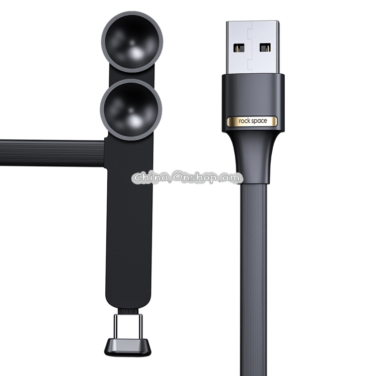 ROCK S2 2A Type-C / USB-C Double Suction Cup Design Gaming Charging Data Cable, Length: 120cm (Black)