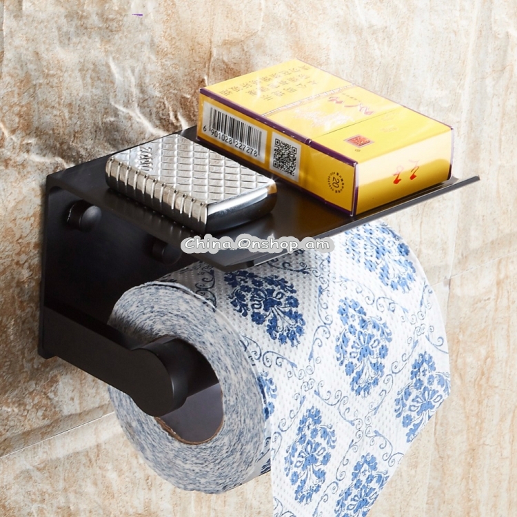 Creative Bathroom Toilet Wall Mounted Mobile Phone Paper Holder with Shelf