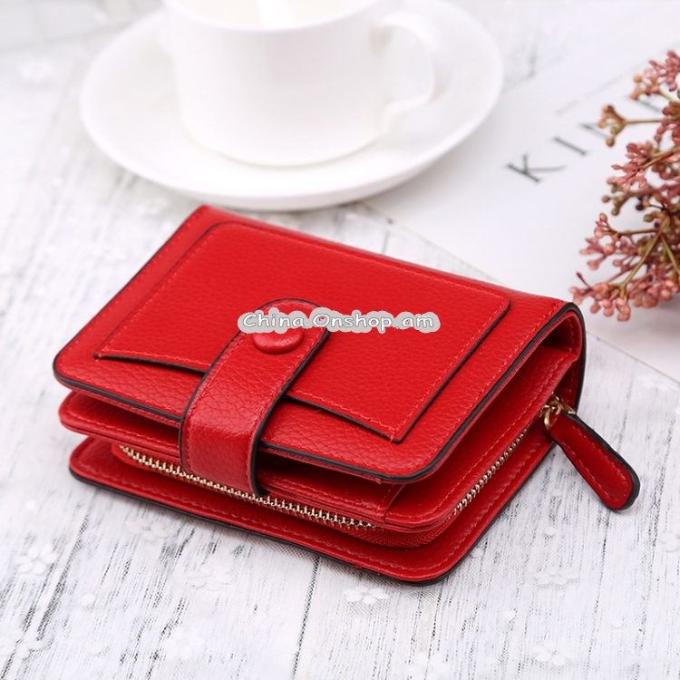 Women Short Litchi Texture Multi-card Buckle Wallet Women Short Litchi Texture Multi-card Buckle Wallet