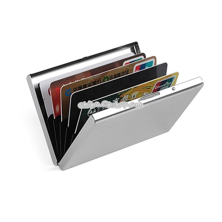 Stainless Steel Ultra-thin Protection Travel Card Bag Metal Card Box, Color:Wiredraw Silver