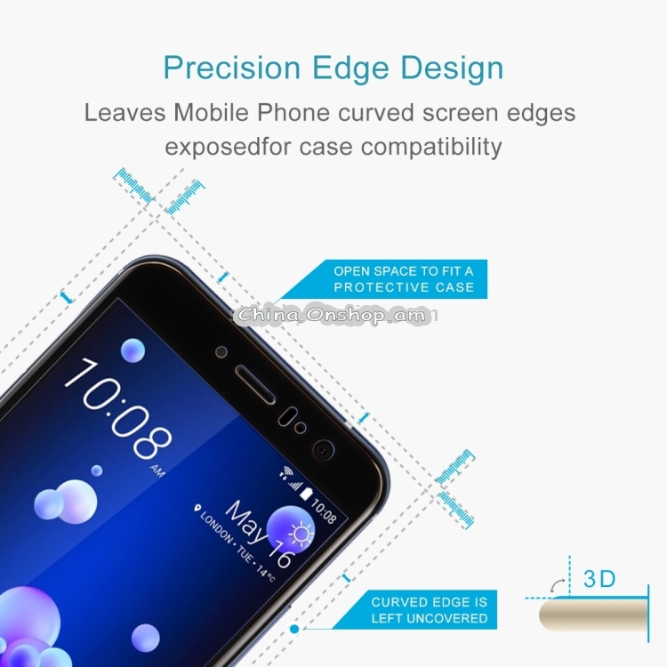For HTC U11 0.33mm 9H Surface Hardness 3D Curved Full Screen Tempered Glass Screen Protector