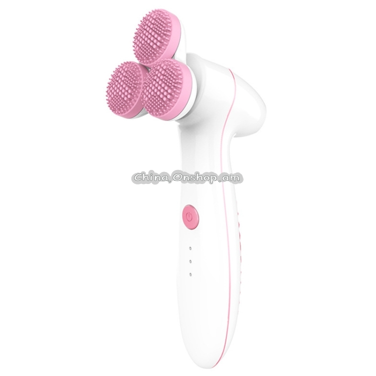 LSHOW YJK036 IPX6 Waterproof Three-wheel Electric Massage Detachable Silicone Cleansing Instrument with Vertical Storage Base(