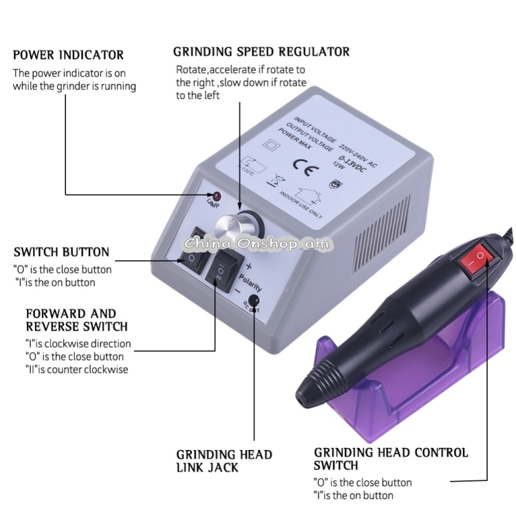 Professional Electric Nail Drill Manicure Machine Pedicure Nail Art Equipment Electronic Nail File with Drills 6 Bits(220V EU)