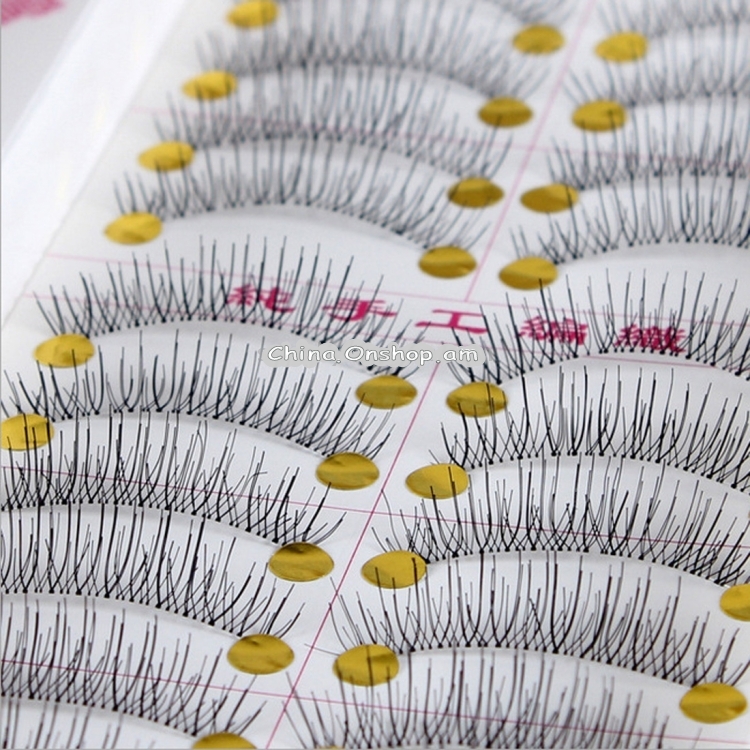 10 Pairs 217 Criss-Cross Transparent Stem Natural Makeup Lashes Charming Long Thick Black False Eyelashes