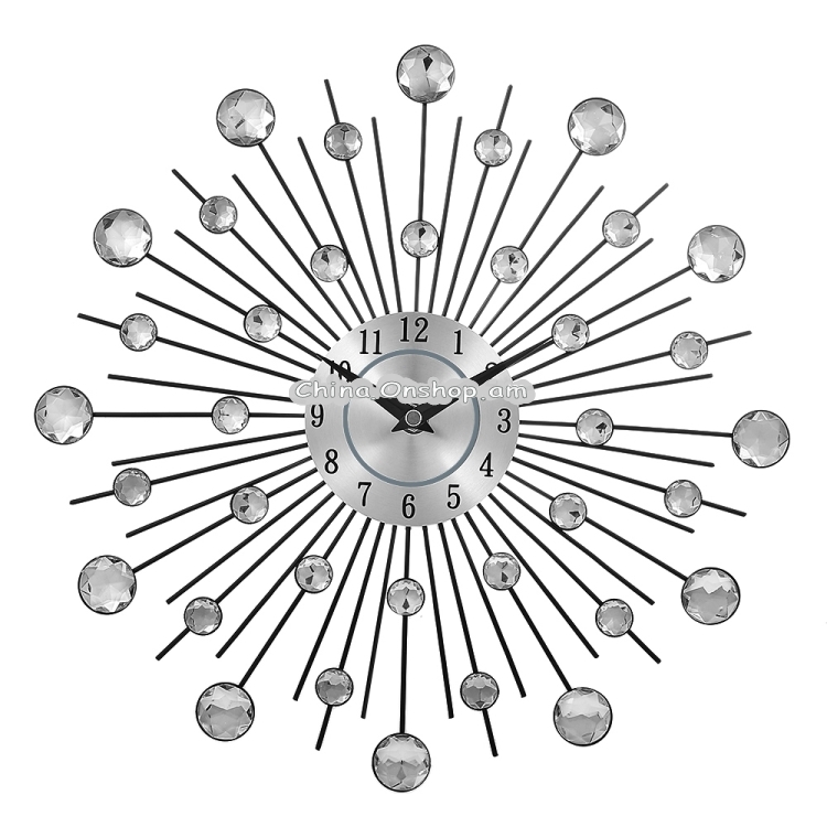 Creative Wall Clock Crystal Silver Wrought Iron Wall Clock Personality Art Decoration Living Room Bedroom Clock