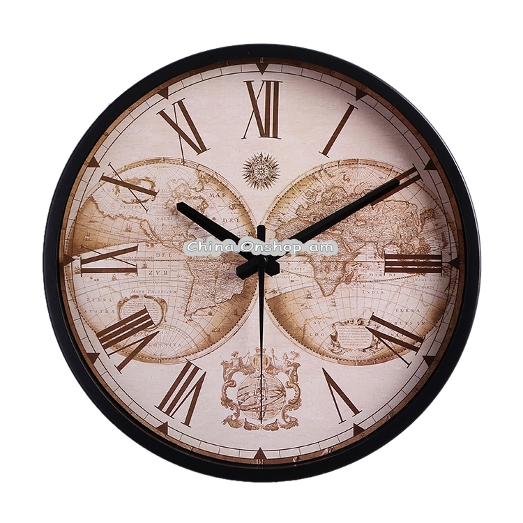 12 inch Creative Decorative Round Shape Retro Iron Frame Living Room Wall Clock