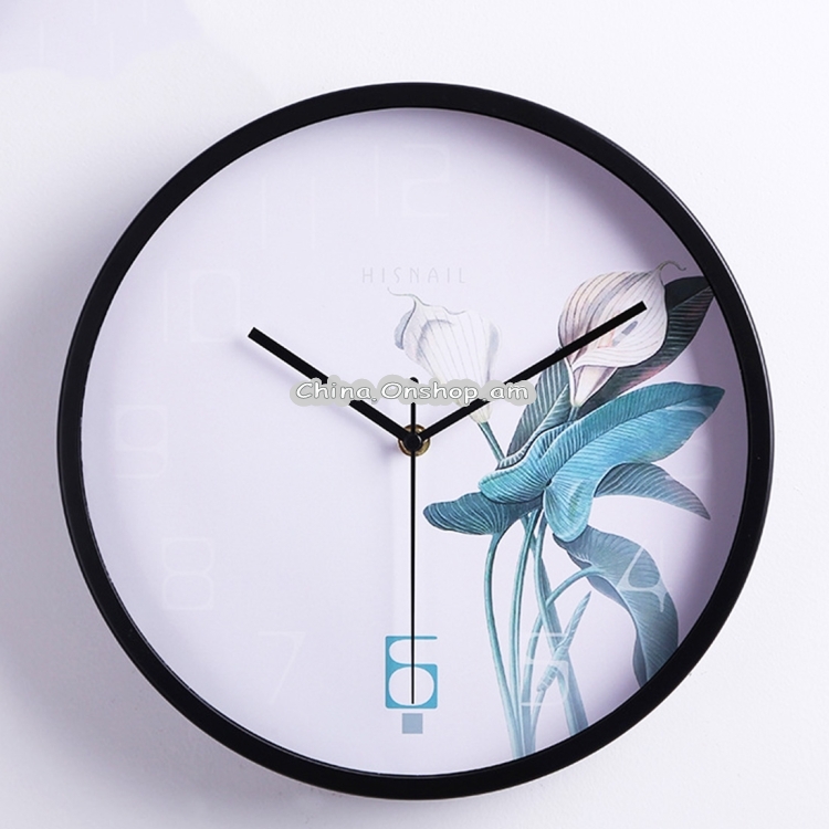 Home Office Classic Silent Non Ticking Flower Pattern 12 inch Round Wall Quartz Clock
