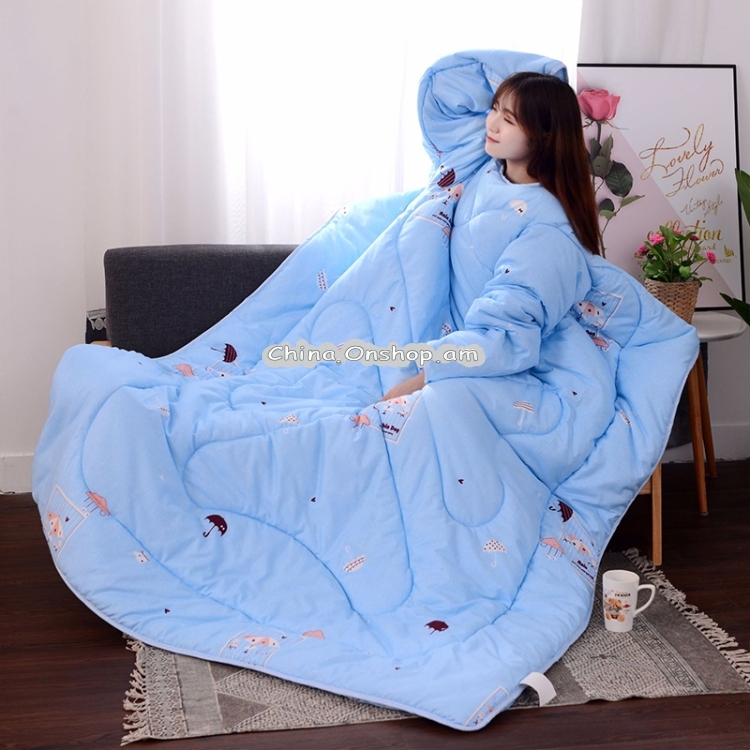 Winter Comforters autumn Lazy Quilt with Sleeves family Blanket Cape Cloak Nap Blanket Dormitory Mantle Covered Blanket 150*200(Umbrella-Blue)