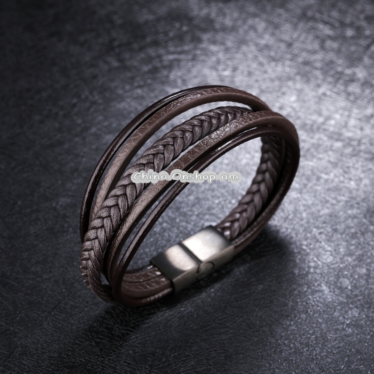 OPK Hand-woven Multi-layer Creative Ethnic Style Leather Bracelet for Men