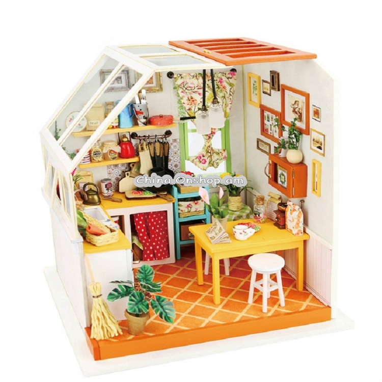 DIY Cottage Handmade Model Creative Assembled Art House, Style:Jason Delicious Kitchen
