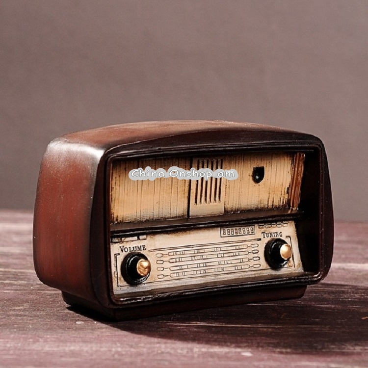 Vintage Radio TV Set Home Decoration Retro Craft Decoration, Style:Radio Brown