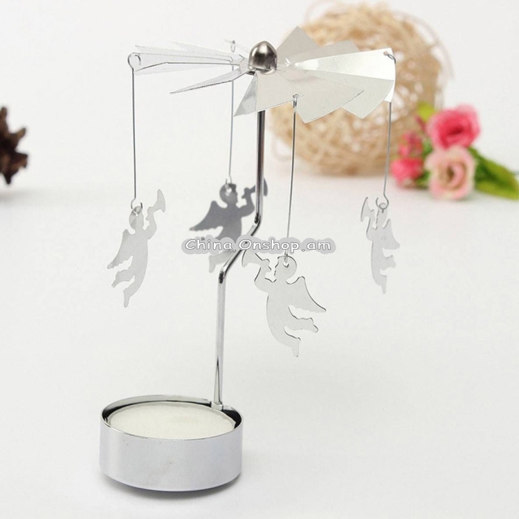 Christmas New Year Home Decoration Angel Pattern Metal Spinning Candle Holder