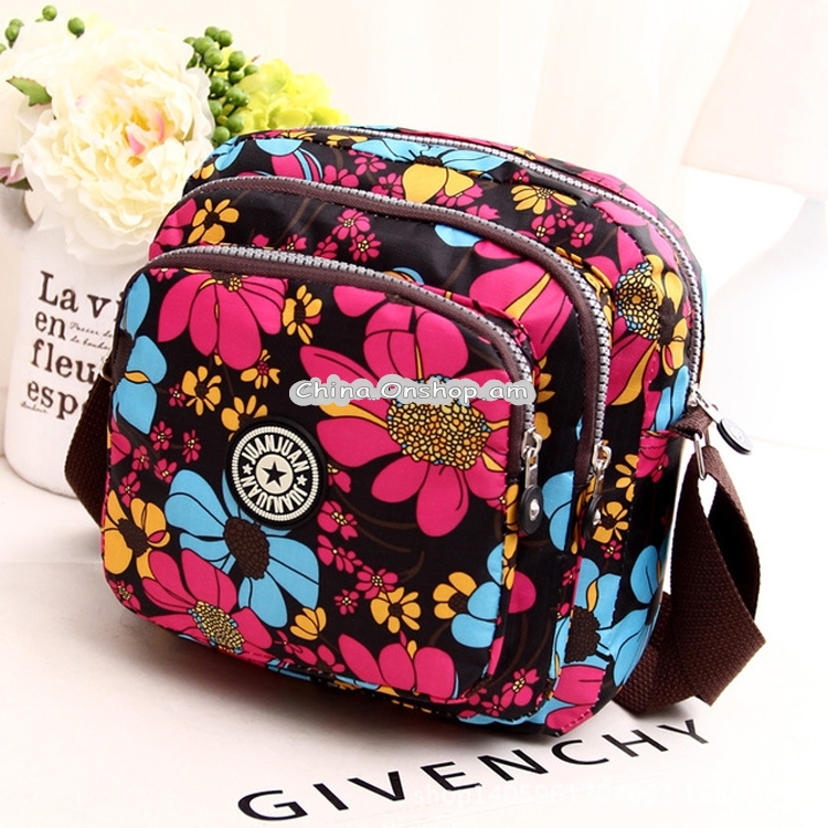 Women Shoulder Bag Waterproof Nylon Handbag Multilayer Crossbody Bag