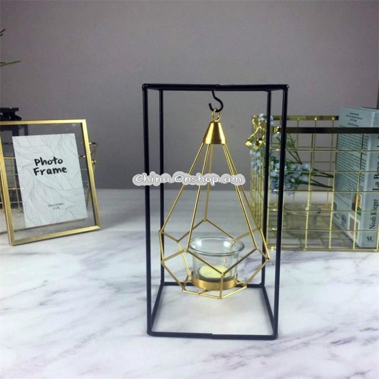Minimalist Wrought Iron Scented Candle Holder Romantic Candlelight Dinner Home Wedding Props Ornaments, Style:XY2006