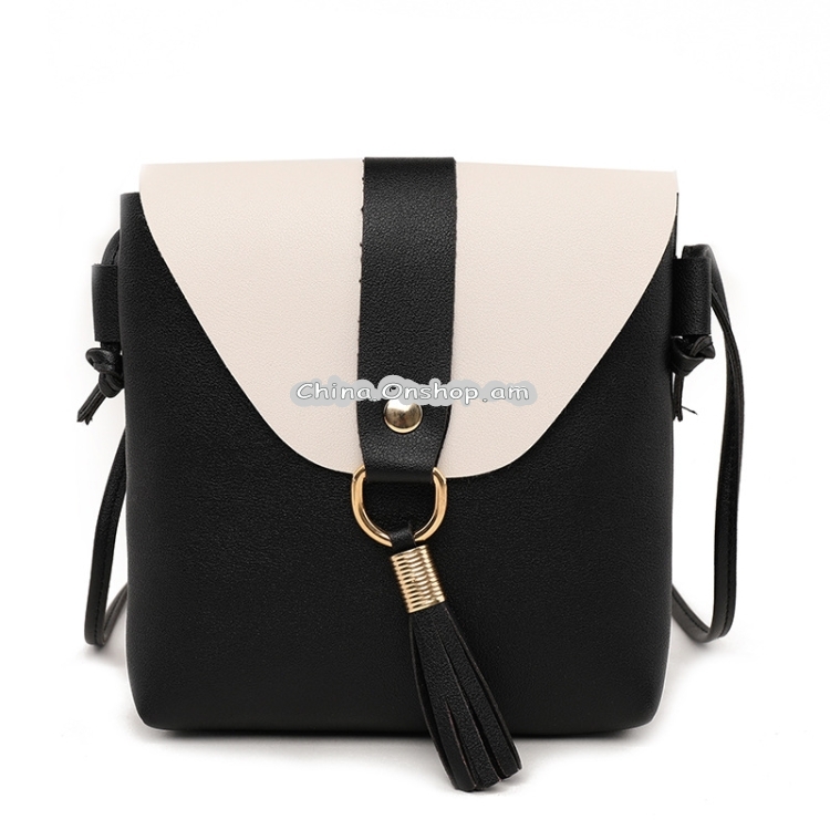 PU Leather Women Bucket Shoulder Bag Fashion Panelled Tassel Crossbody Bag Female Messenger