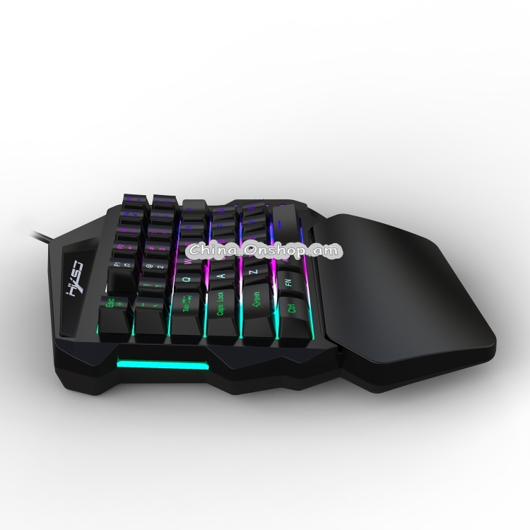HXSJ V100 Universal One-hand 35-Keys Mechanical Blue Axis Seven-color Backlight Wired Gaming Keyboard