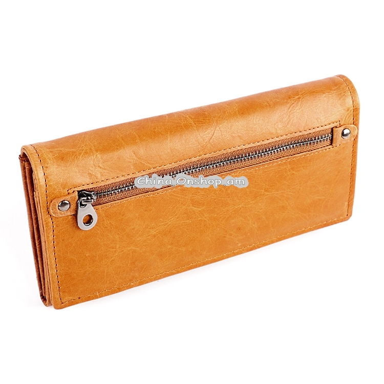 3559 Antimagnetic RFID Multi-function Zipper Retro Top-grain Leather Lady Purse Wallet