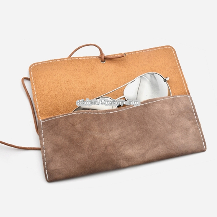 Retro Leather Sunglasses Case Handmade Soft Eyeglasses Protector Bag