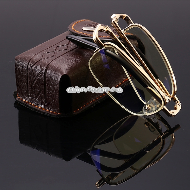 Folding Anti Blue-ray Presbyopic Reading Glasses with Case & Cleaning Cloth