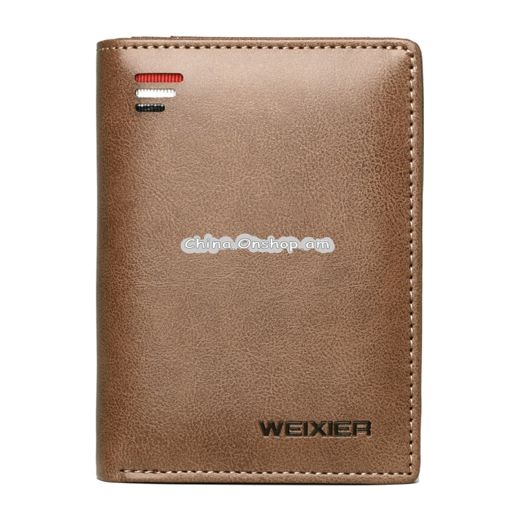WEIXIER W118 Simple Short Zipped PU Leather Wallet Card Holder for Men