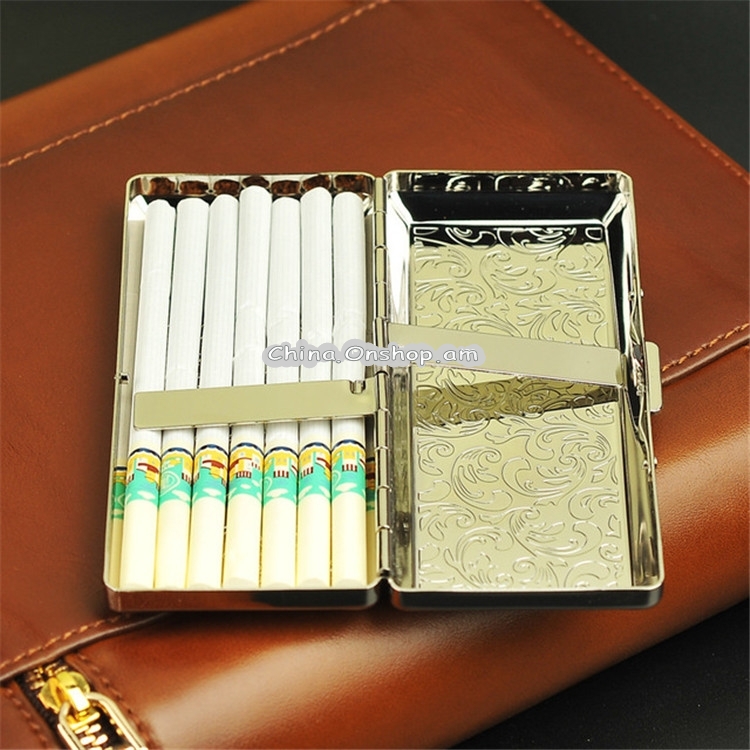 Fine Cigarette Case Double-sided 14 Sticks Portable Metal Extension Cigarette Case