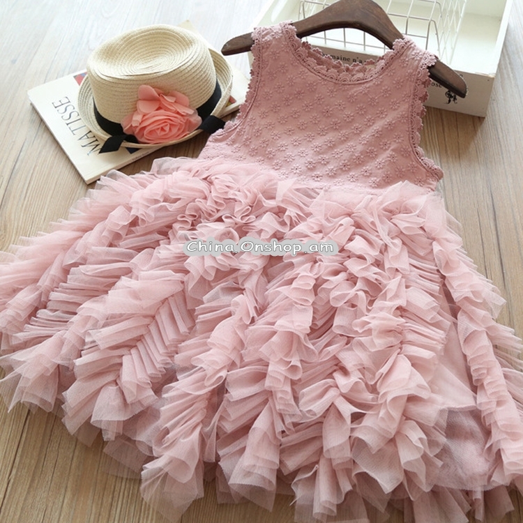 Summer Girls Sleeveless Tutu Lace Dress